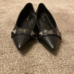 Marc Fisher Aleela Black Studded Pointed Toe Ballet Flats Size 8M